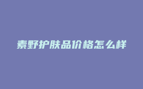 素野护肤品价格怎么样