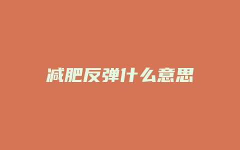 减肥反弹什么意思