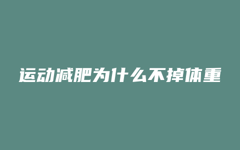 运动减肥为什么不掉体重