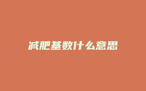 减肥基数什么意思