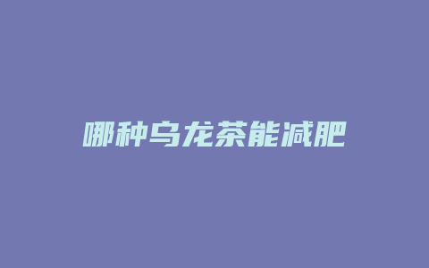 哪种乌龙茶能减肥