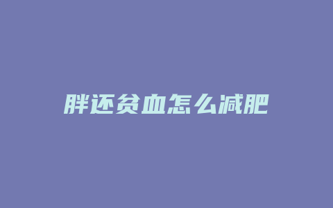 胖还贫血怎么减肥